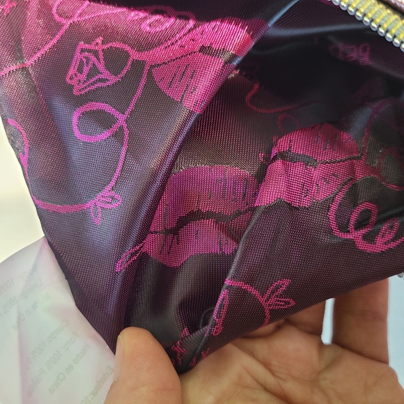 Betsey Johnson Saffiano Blush Metallic Bow Wristlet‎ Clutch Pouch zip bag - Picture 3 of 16